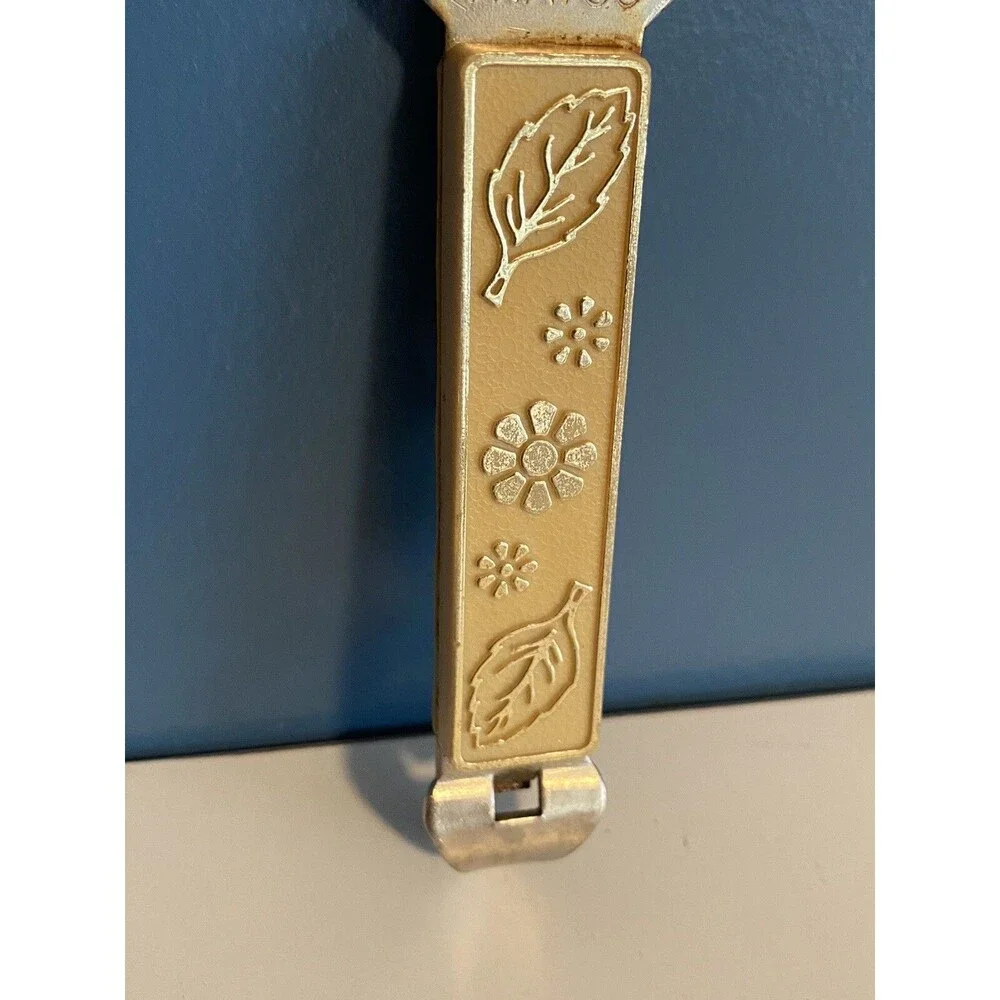 Vintage Travco Bottle Opener Cream and Gold Floral,  Flower & Leaves 1960’s